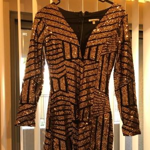 Gold sequin long sleeve bodycon dress